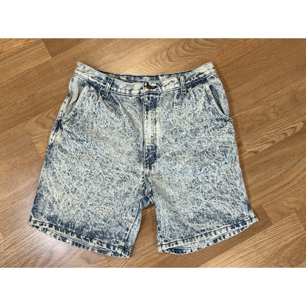 Vintage 80s TCB By Flynn Denim Blue Jean Shorts Acid Stone Washed Jorts Mens 34